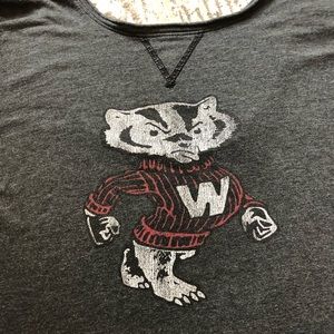 Bucky Badger UW-Madison small low back tee grey